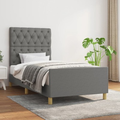 vidaXL Cadru de pat fără saltea, gri &amp;icirc;nchis, 80x200 cm, textil 3125253 foto
