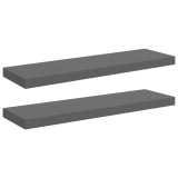 Cumpara ieftin Rafturi de perete, 2 buc., gri extralucios, 80x23,5x3,8 cm, MDF