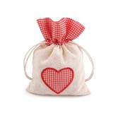 Cumpara ieftin Saculet cadouri, motiv inimioara rosie 12,5 x 17,5 cm Ecru