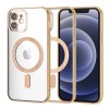 Husa MagSafe Luxury Crystal Techsuit pentru Apple iPhone 12, Aurie, Protectie Socuri, Incarcare Wireless