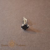 Cercel Unisex Argint 925 cu Cristal Zirconia Negru Rotund, 7 mm