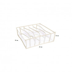 Organizator de dulap sau sertar cu 6 compartimente pentru lenjerie intima, alb 32 cm x 32 cm x 12 cm