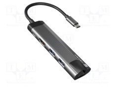 Hub USB 3.0 NATEC cu HDMI, RJ45, USB A x2 și USB C, 5 porturi, gri