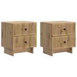 vidaXL Dulap de noapte 2 pcs Stejar Artizanal 43 x 34,5 x 47,5 cm 893854