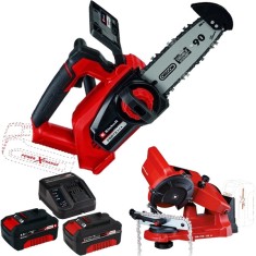 Einhell FORTEXXA 18/20 TH PXC + Starter Kit + GE-CS 18 Li PXC - Drujba 20 cm 7 m/s + Set 2 acumulatori si incarcator Li-Ion 18 V 4 Ah + Masina de ascu