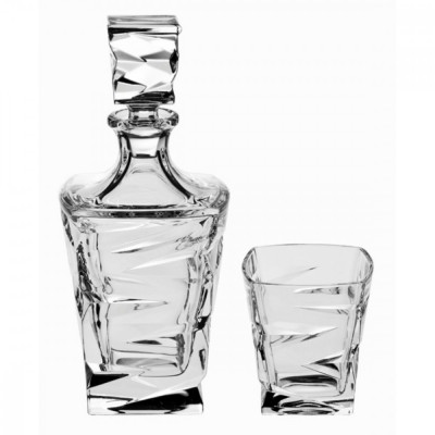 Set Pahare cu Decantor Cristal Bohemia Whisky Zig-Zag COD: 1485 foto