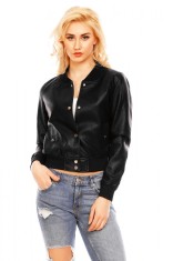 U599-1 Jacheta din imitatie piele cu elastic in talie
