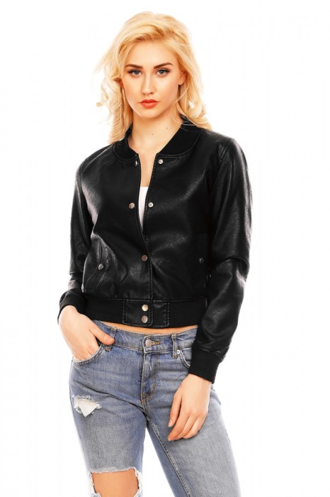 U599-1 Jacheta din imitatie piele cu elastic in talie