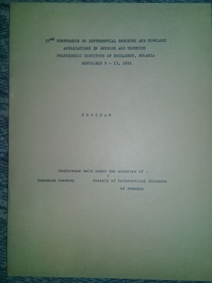 brosura Program matematica,CONFERENCE HELD UNDER THE AUSPICES OF MATHEMATICAL 91 foto