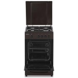 Aragaz pe Gaz HFSC-SME50BRW, 4 arzatoare, Tava si gratar cromat, 50X50 cm, Maro