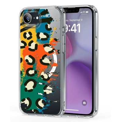 Husa pentru iphone 16e, atasare magnetica, magsafe, pattern skin 49, clear foto