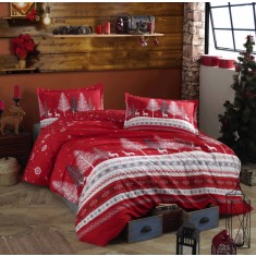 Lenjerie de pat din bumbac 100%, Clasy, pentru pat dublu, model Nadal Red