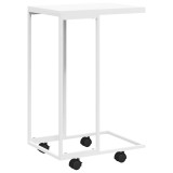 Cumpara ieftin Masuta laterala cu roti, alb/maro, 40x30x63,5 cm lemn prelucrat