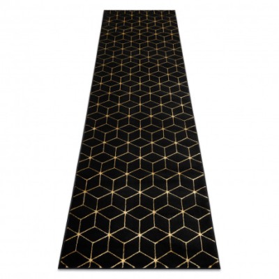 Modern GLOSS covor, traversa 409C 86 Cub stilat, glamour, art deco negru / aur, 60x300 cm foto