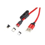 Cablu incarcare telefon, cu magnet Lightning/ USB C/ micro USB, 1m, AMiO
