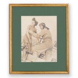 Myrna Loy și Clark Gable, fotografie de mari dimensiuni, cu semnătură