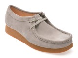 Mocasini CLARKS gri, WALLABEE EVO SH, din piele intoarsa