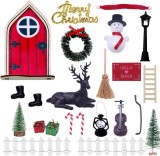 Set de 23 mini-decoratiuni pentru Craciun, plastic/lemn, multicolor