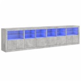 Dulap cu lumini LED, gri beton, 283x37x67 cm