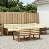 vidaXL Set de canapele de exterior cu pernă 7 pcs Natural și Crem 3382638