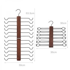 Umeras pliabil din lemn si otel, cu 12 suporturi pentru sutien, dimensiuni 53.5 cm x 30 cm, negru/maro foto