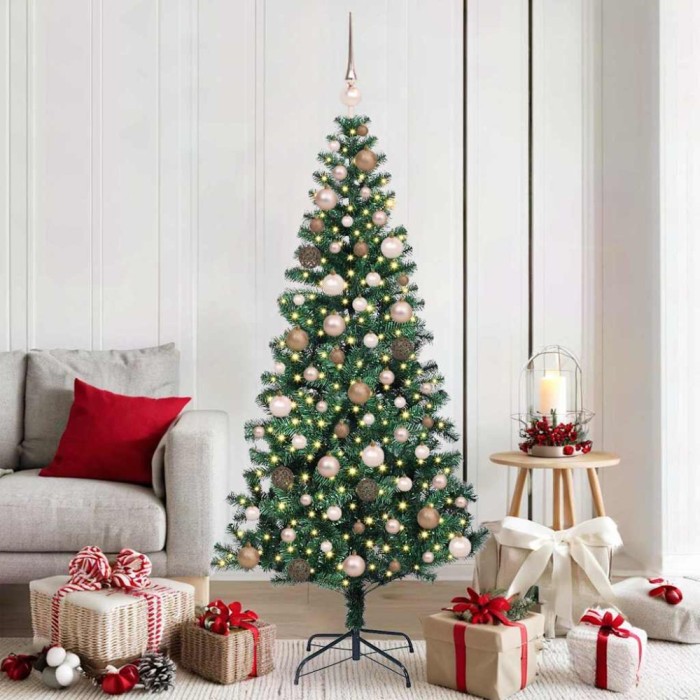 vidaXL Pom de Crăciun artificial pre-iluminat cu 300 LED Verde 180 cm 3396760