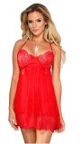 Rochie Babydoll Subblime cu Fundite Rosii S/M