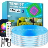 Cumpara ieftin Banda LED Neon RGB Smart TENDIST, IP68, Bluetooth, Sincronizare Muzica, Control App, 10m