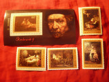Colita + Serie mica 4 val. URSS 1976 - 370 Ani Rembrandt, Nestampilat