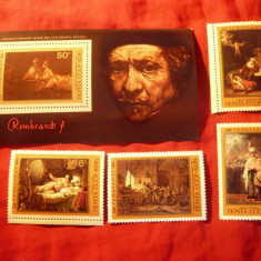 Colita + Serie mica 4 val. URSS 1976 - 370 Ani Rembrandt