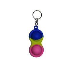 Jucarie antistres, Pop it, tip breloc, silicon, 8 cm, tricolor