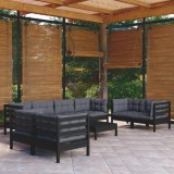 VidaXL Set mobilier de grădină cu perne, 9 piese, lemn masiv de pin 3096278