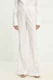 Answear Lab pantaloni de costum evazați culoarea alb, evazati, high waist