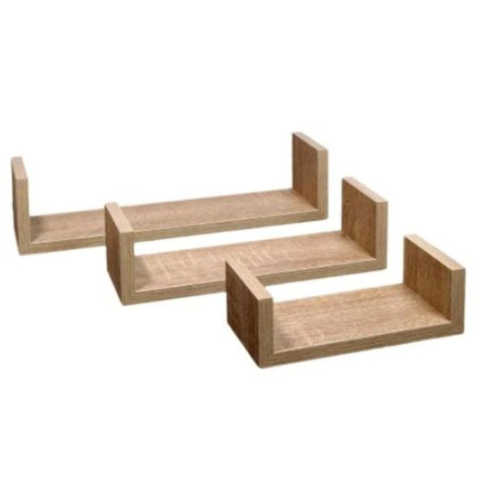 Set 3 polite MDF pentru perete + sistem de prindere inclus