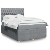 VidaXL Pat box spring cu saltea, gri deschis, 140x190 cm, textil