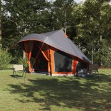 vidaXL Cort de Familie Tipi &icirc;n Gri și Portocaliu pentru 10 Persoane - Impermeabil