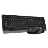 Kit tastatura si mouse wireless A4Tech FG1010 Grey, 104 taste, 2000 dpi, negru/gri