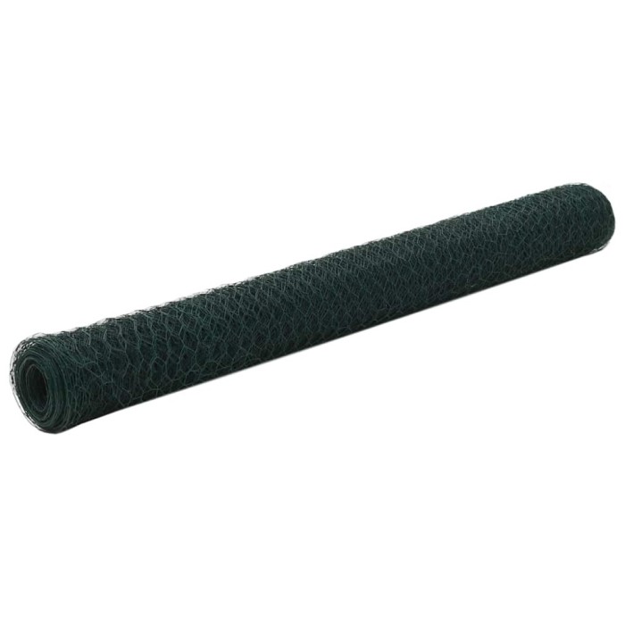 vidaXL Plasă de s&acirc;rmă găini, verde, 25 x 1,2 m, oțel cu &icirc;nveliș PVC 143266