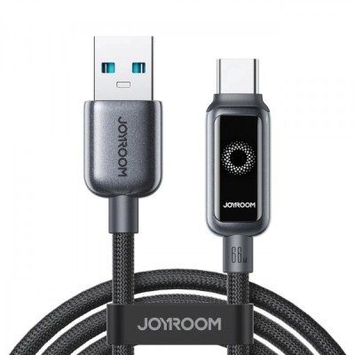 Cablu Date si Incarcare USB-A - USB-C Joyroom S-A55 StarFlight Display, 66W, 1.2m, Negru foto