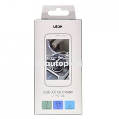 Incarcator auto cu 2 iesiri USB fast charge 2A UTOK CGCA-TR202-EA foto