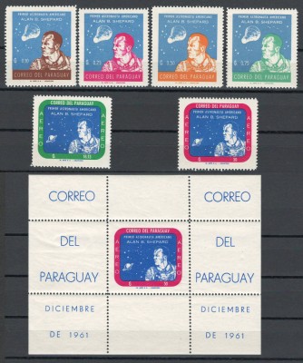 Paraguay 1961 Mi 972/978 lipsa 977 + bl 12 MNH - Alan B. Shepard, astronaut foto