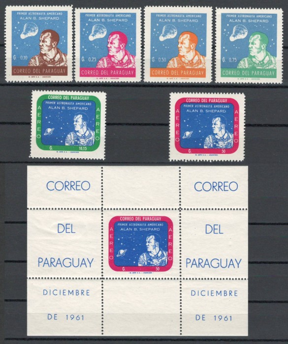Paraguay 1961 Mi 972/978 lipsa 977 + bl 12 MNH - Alan B. Shepard, astronaut