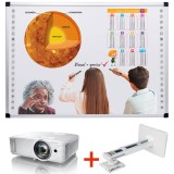 Pachet Tabla interactiva de 85&amp;#8243;, VISUAL Genius, tehnologie tactila IR, 20 puncte de atingere, suport perete