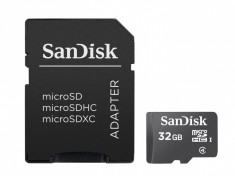 Micro Secure Digital Card SanDisk, 32GB, include adaptor (pentru telefon) foto