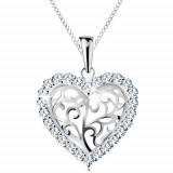 Cumpara ieftin Colier realizat argint 925, inimă formată din ornamente cu margine din zirconiu transparent