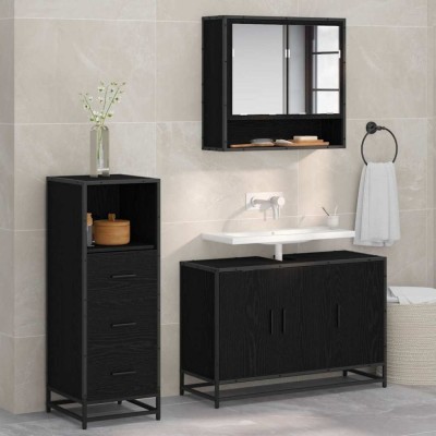 vidaXL Set de mobilier pentru baie 3 pcs Stejar negru 90 x 33 x 60 cm 3402410 foto