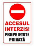 Semn pentru accesul interzis proprietate privata