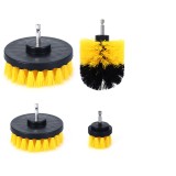 Set 4 Perii Curatare Bormasina OEM, Negru/Galben, Auto, Curatenie Tapiterie, Jante, Baie, Bucatarie