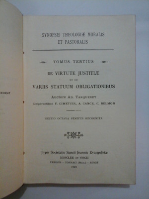 DE VIRTUTE JUSTITLAE ET DE VARIIS STATUUM OBLIGATIONIBUS - TOMUS TERTIUS foto