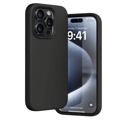 Husa silicon compatibila apple iphone 15 pro max camera superprotect, interior din microfibra, negru foto